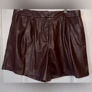 White Room + Cactus Chocolate Brown Faux Leather High Waisted Shorts Size XL